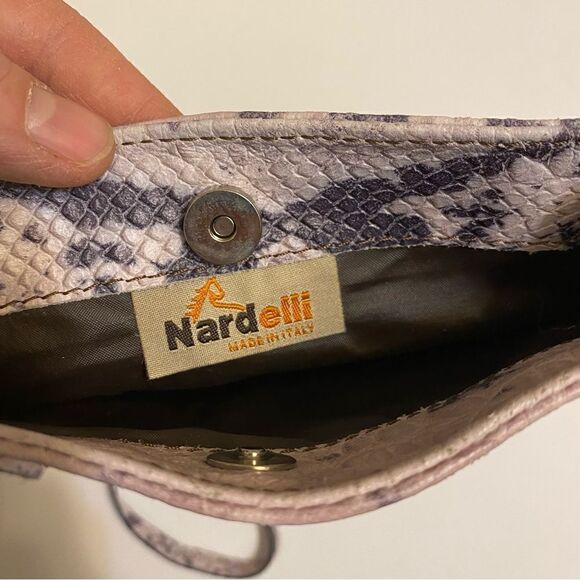 Nardelli Crossbody leather purse bag satchel made in Italy snake skin 7x8.5 - Picture 4 of 7